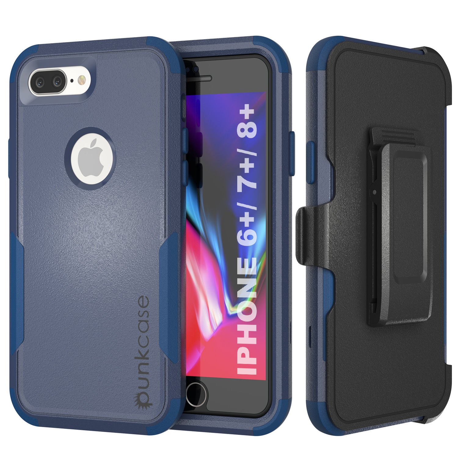 Punkcase para iPhone 8+ Plus Bolsa Multicamadas com Clip para Cinto [Série Patron] [Marinha]