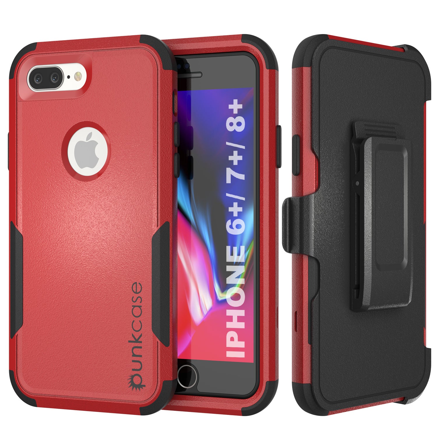 Punkcase para iPhone 6+ Plus Estojo de Clipe de Cinto Multicamada [Série Patron] [Vermelho-Preto]