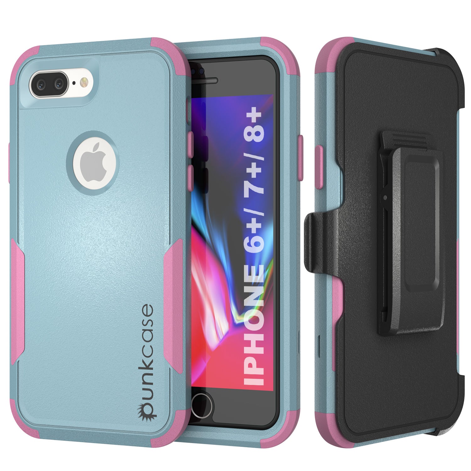 Capa de cinto multicolorida Punkcase para iPhone 6+ Plus [Série Patron] [Verde-rosa]