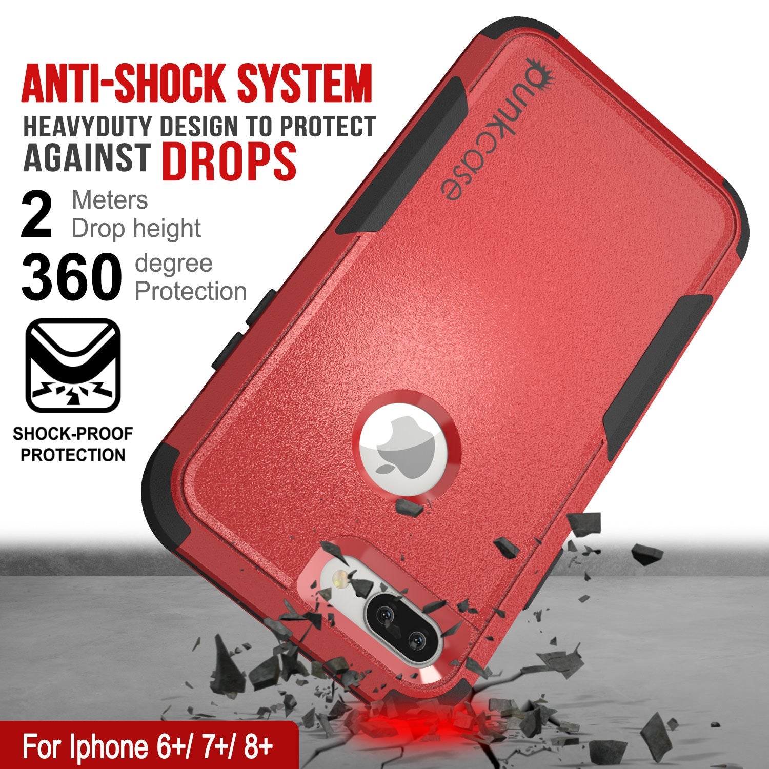 Punkcase for iPhone 6+ Plus Belt Clip Multilayer Holster Case [Patron Series] [Red-Black] (Color in image: Pink)