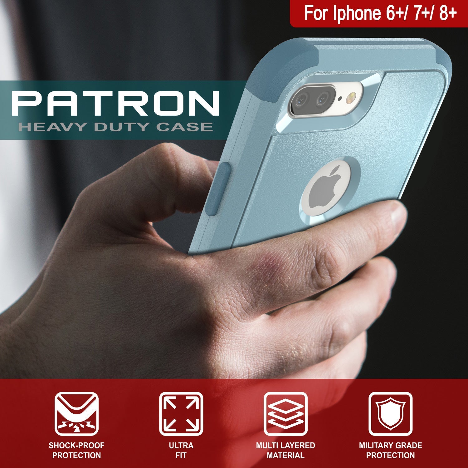 Punkcase for iPhone 6+ Plus Belt Clip Multilayer Holster Case [Patron Series] [Mint] (Color in image: Red-Black)