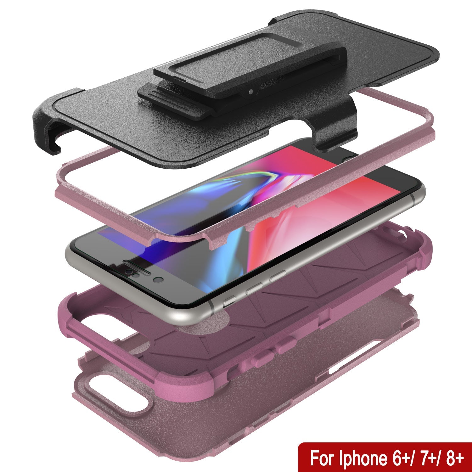 Punkcase for iPhone 6+ Plus Belt Clip Multilayer Holster Case [Patron Series] [Pink]