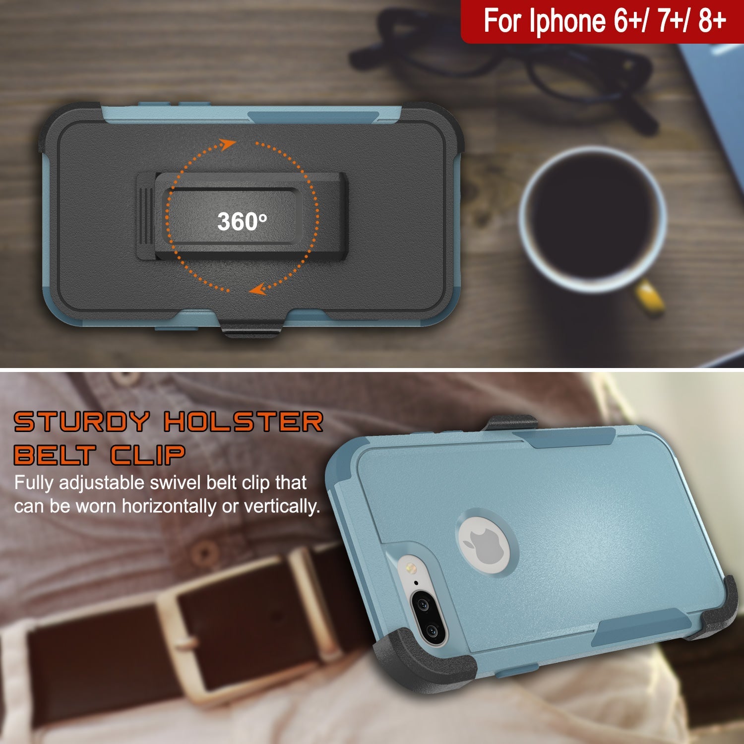 Punkcase for iPhone 8+ Plus Belt Clip Multilayer Holster Case [Patron Series] [Mint]