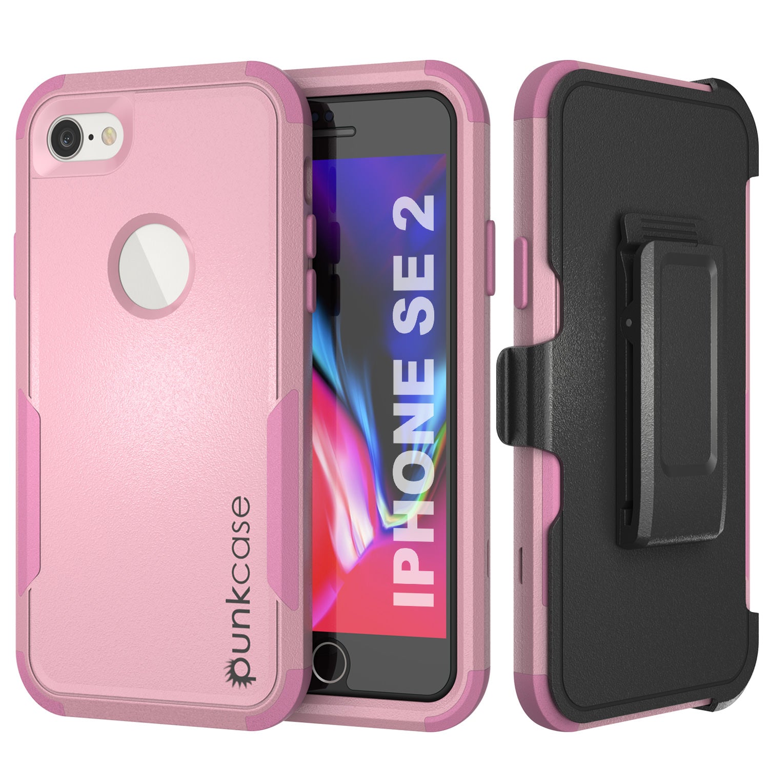 Punkcase para iPhone SE Capa de cinto de múltiplas camadas com suporte [Série Patron] [Rosa]