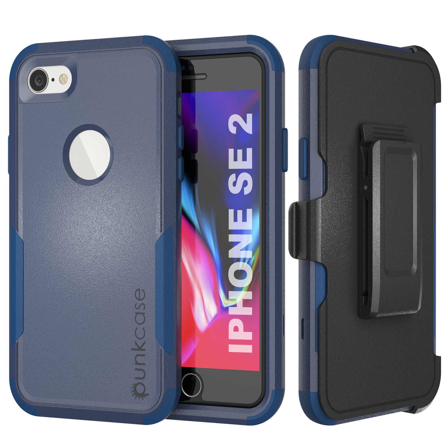 Capa Punkcase para iPhone SE com clipe para cinto e bolsa de várias camadas [Série Patron] [Navy]