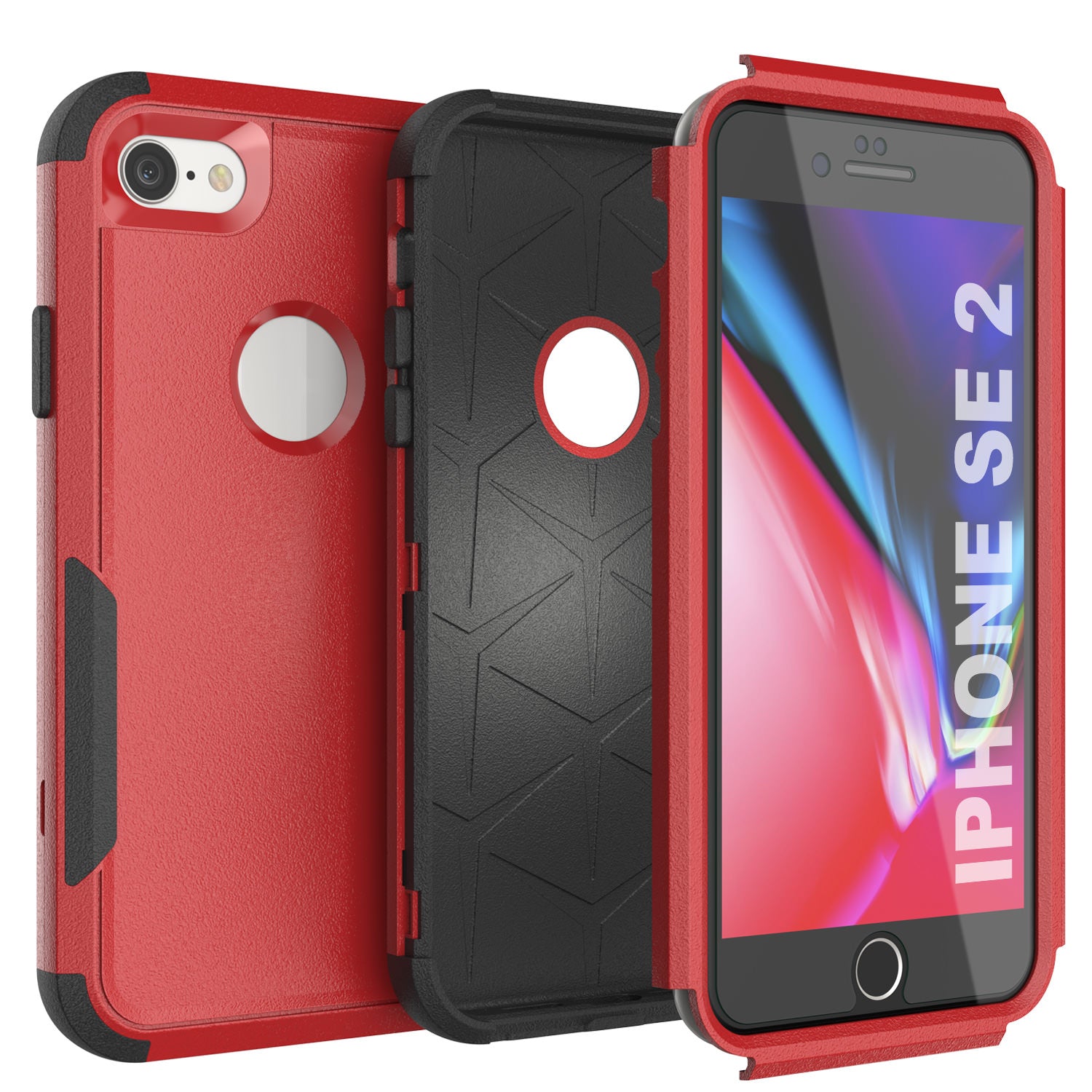 Punkcase for iPhone SE Belt Clip Multilayer Holster Case [Patron Series] [Red-Black]