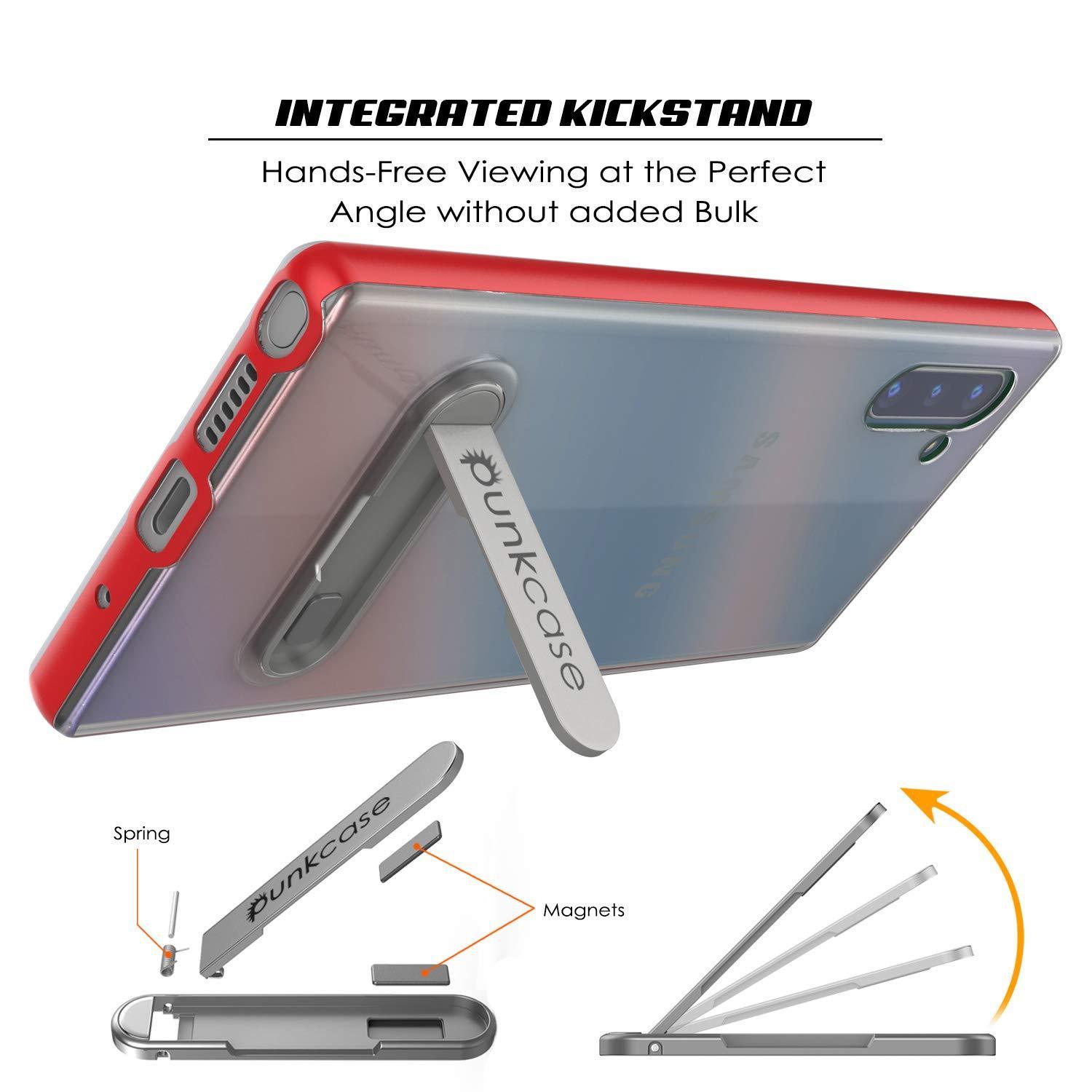 Galaxy Note 10 Capa de Armadura PunkCase Lucid 3.0 com Suporte Integrado e Protetor de Tela [Vermelho]