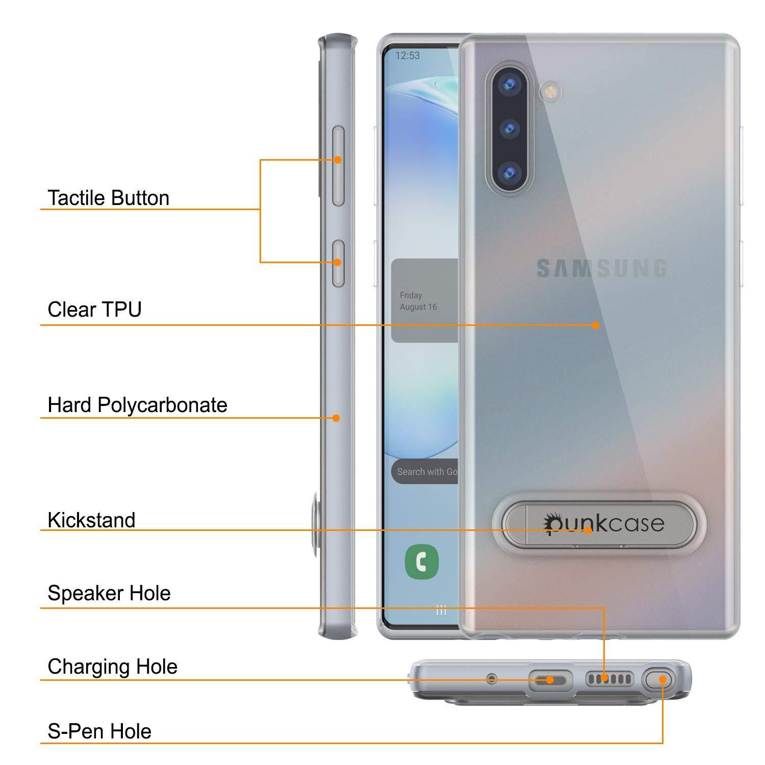 Capa de Armadura PunkCase Lucid 3.0 para Galaxy Note 10 com Suporte Integrado e Protetor de Tela [Prata]