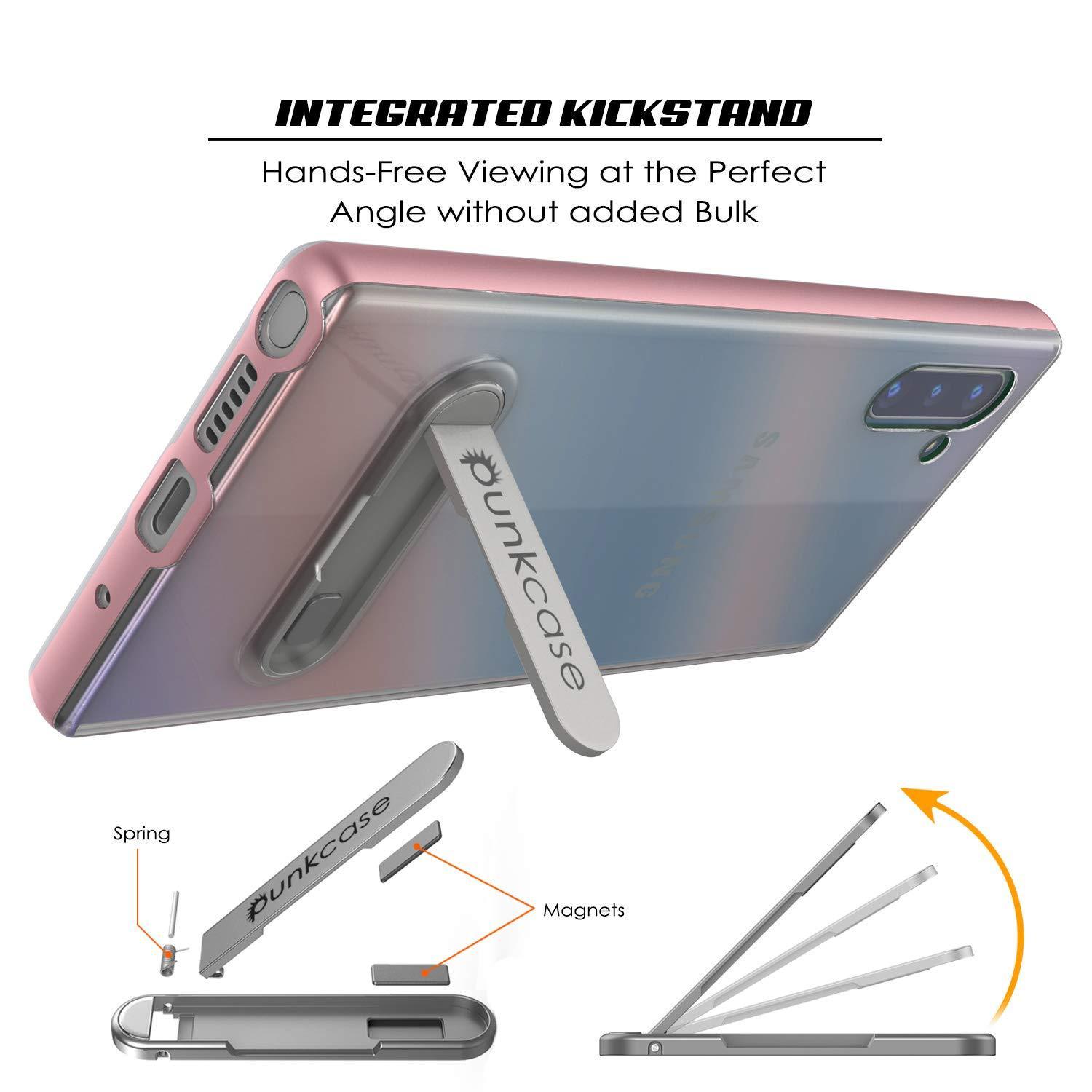 Capa de armadura PunkCase Galaxy Note 10 Lucid 3.0 com suporte integrado e protetor de tela [Ouro Rosa]