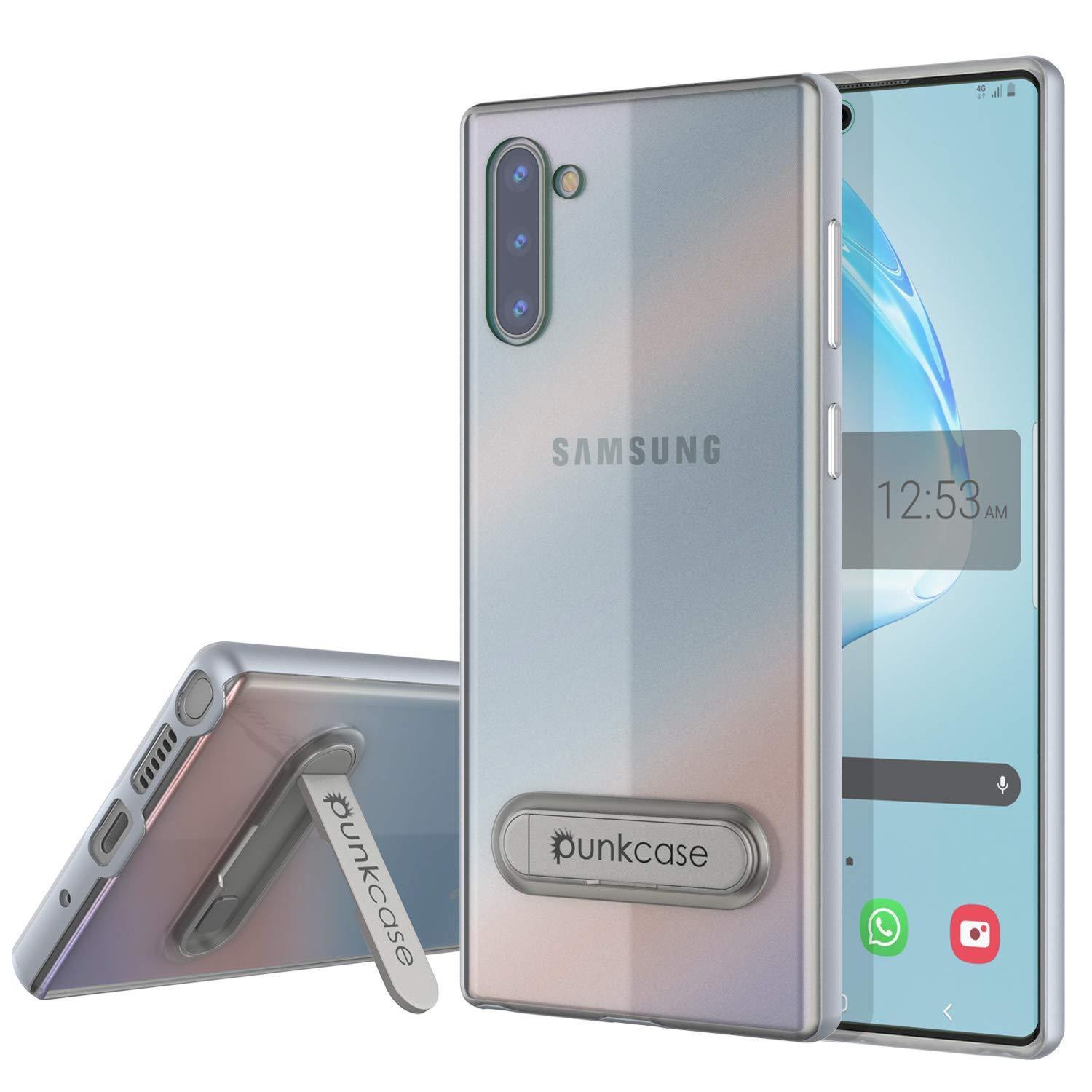 Capa de Armadura PunkCase Lucid 3.0 para Galaxy Note 10 com Suporte Integrado e Protetor de Tela [Prata]