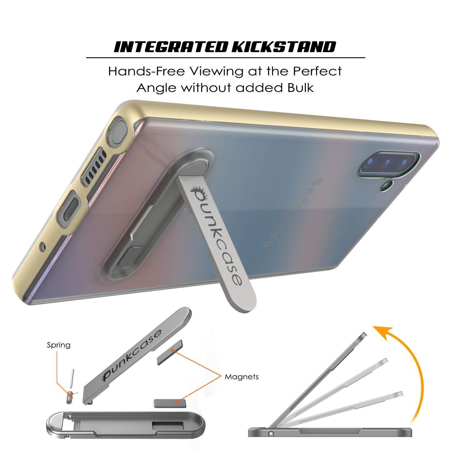 Capa protetora PunkCase Armor Lucid 3.0 para Galaxy Note 10 com suporte integrado e protetor de tela [Dourado]