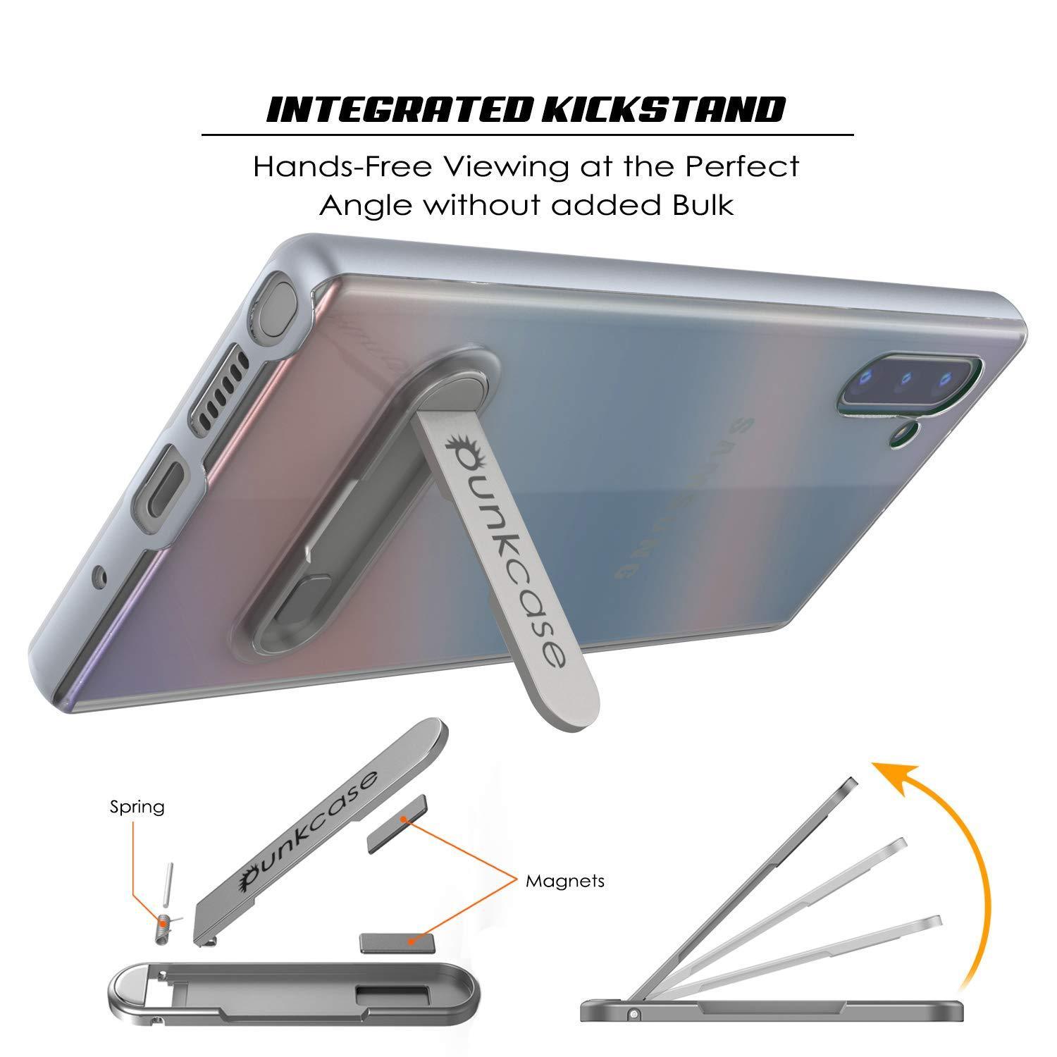 Capa de Armadura PunkCase Lucid 3.0 para Galaxy Note 10 com Suporte Integrado e Protetor de Tela [Prata]