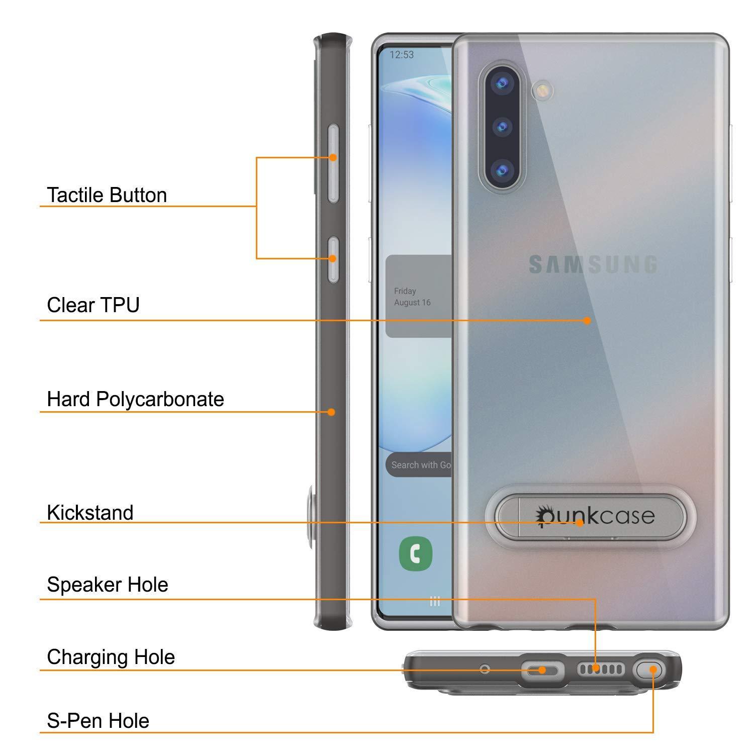 Capa de Armadura PunkCase Lucid 3.0 para Galaxy Note 10 com Suporte Integrado e Protetor de Tela [Cinza]