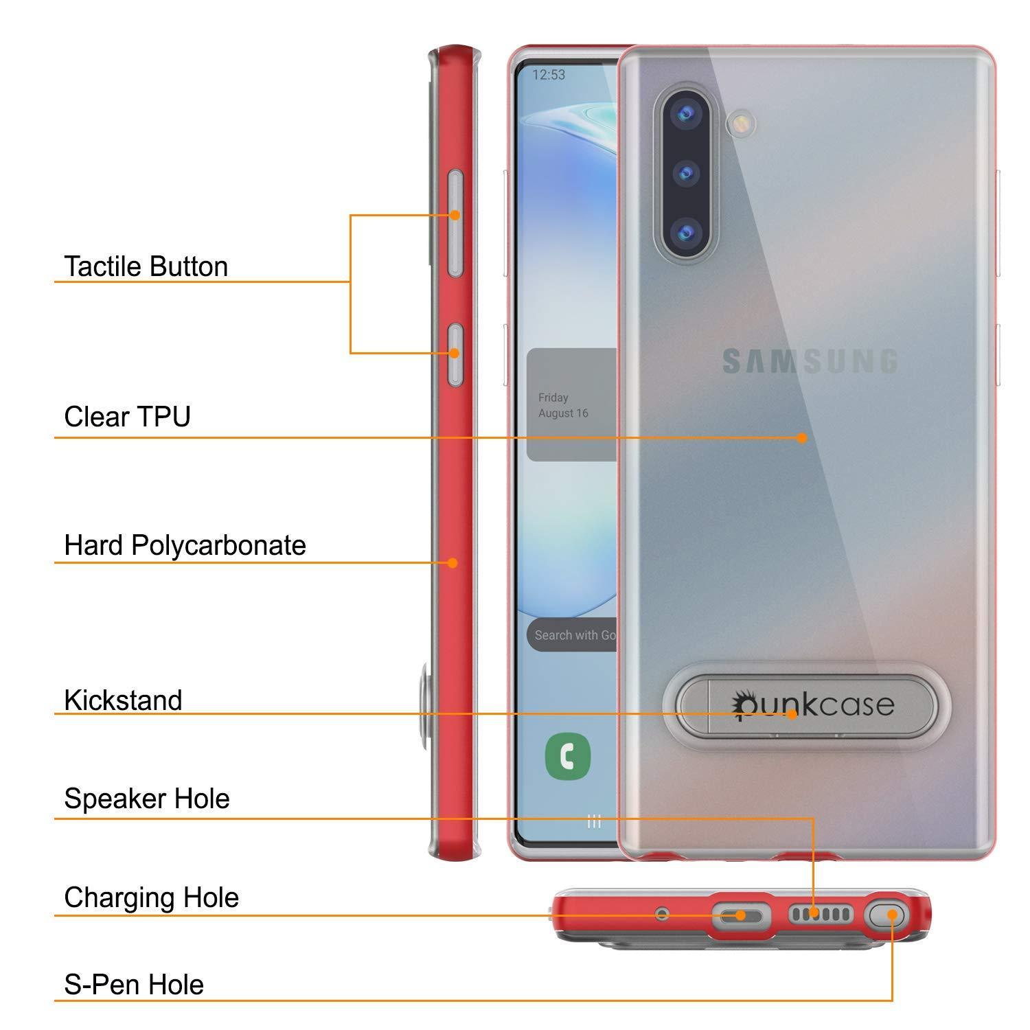 Galaxy Note 10 Capa de Armadura PunkCase Lucid 3.0 com Suporte Integrado e Protetor de Tela [Vermelho]
