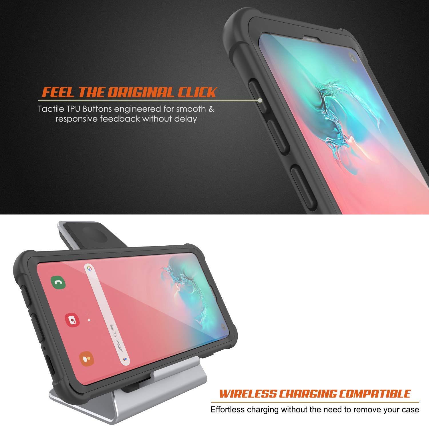 PunkCase Capa Galaxy S10, Série Spartan] Tampa Resistente Transparente com Protetor de Tela Embutido [Preto]