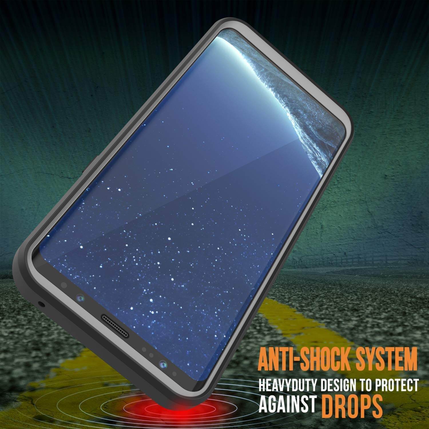 Capinha PunkCase para S8, [Série Spartan] Capinha resistente, robusta e transparente com protetor de tela [Preto]