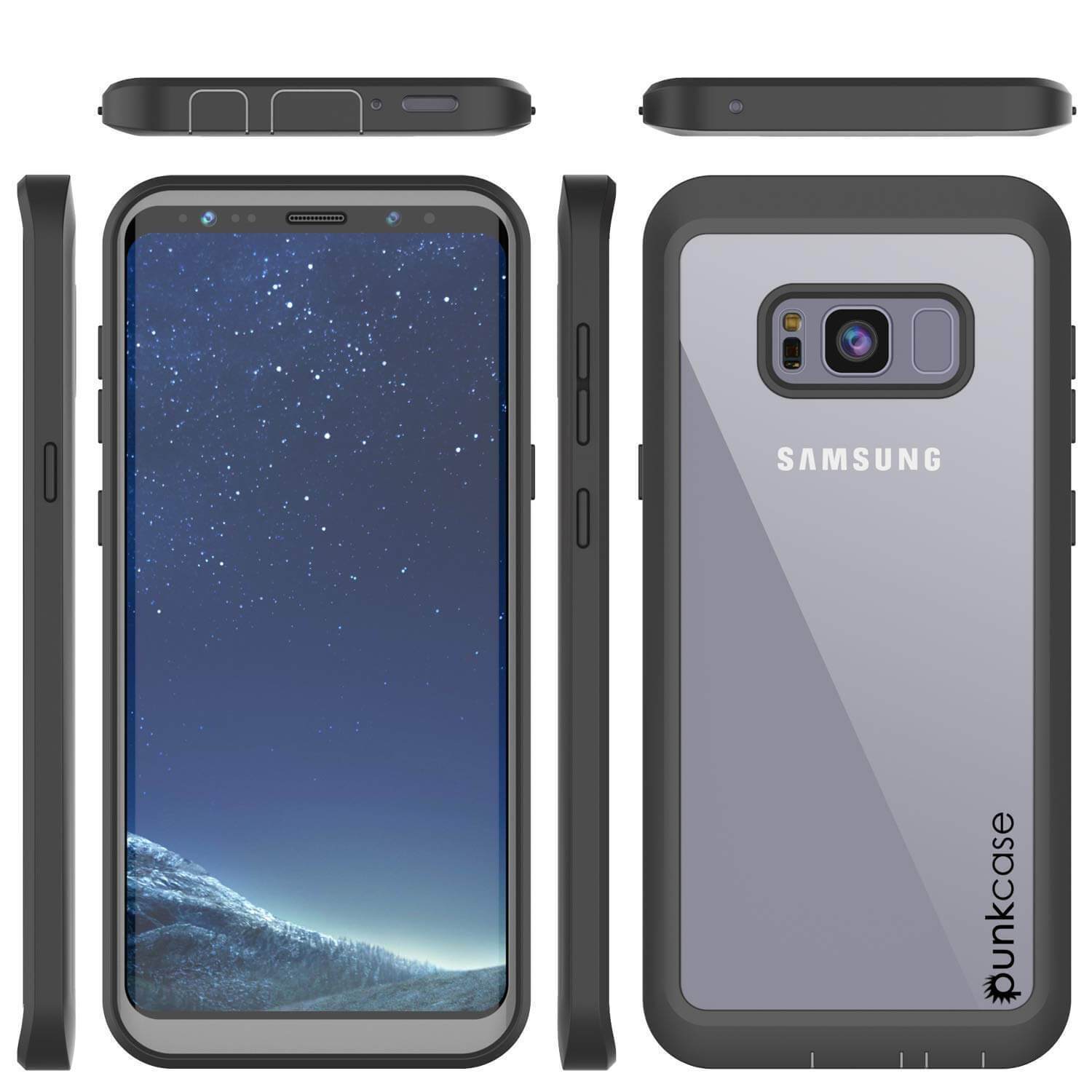 Capinha PunkCase para S8, [Série Spartan] Capinha resistente, robusta e transparente com protetor de tela [Preto]