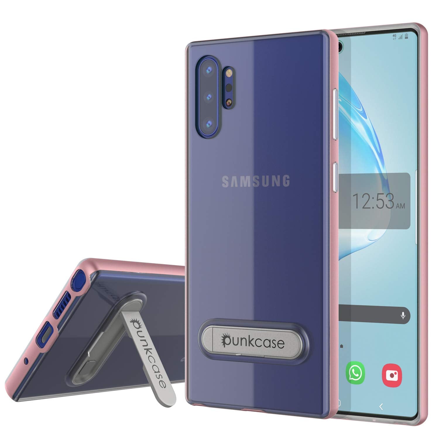 Capa de armadura PunkCase Lucid 3.0 para Galaxy Note 10+ Plus com suporte integrado e protetor de tela [Ouro Rosa]