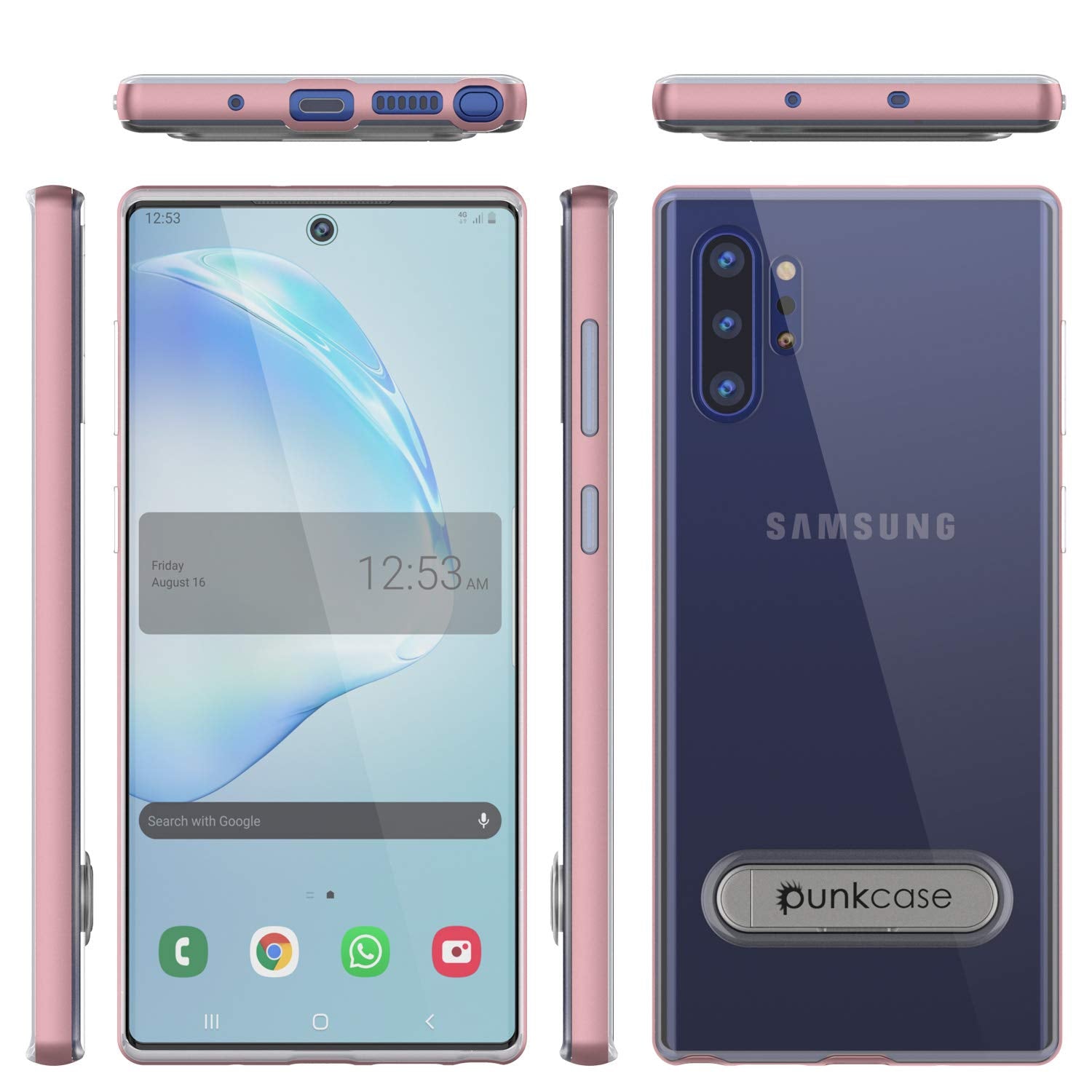 Capa de armadura PunkCase Lucid 3.0 para Galaxy Note 10+ Plus com suporte integrado e protetor de tela [Ouro Rosa]