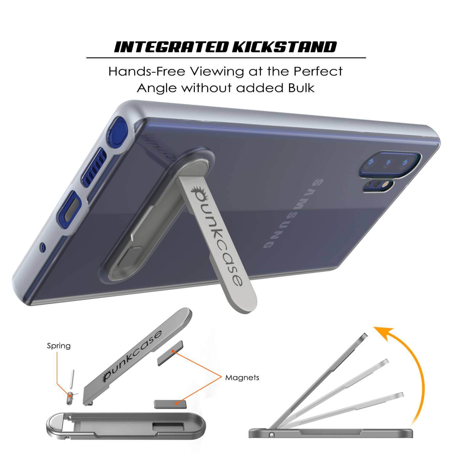 Capa de Armadura Galaxy Note 10+ Plus Lucid 3.0 PunkCase com Suporte Integrado e Protetor de Tela [Prata]