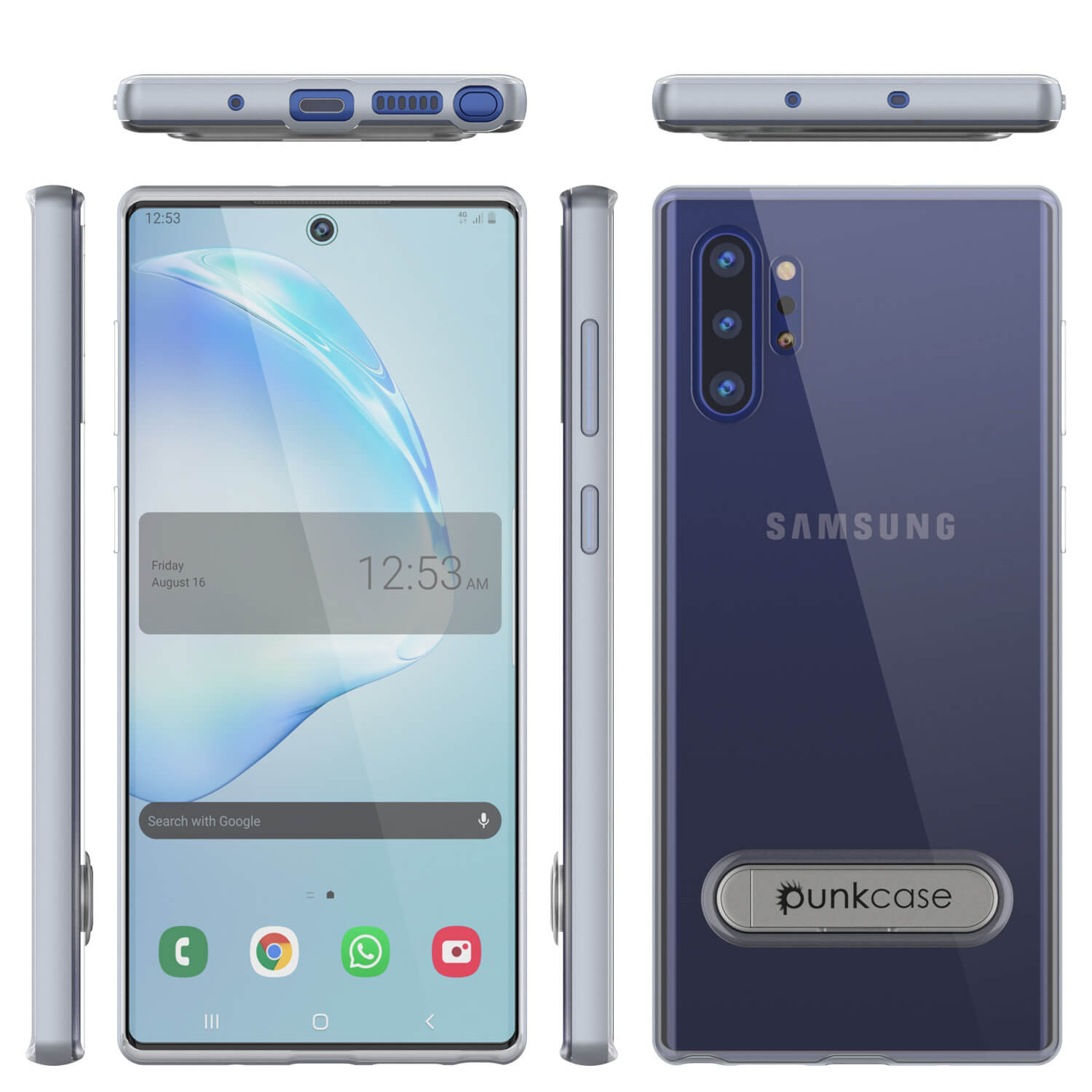 Capa de Armadura Galaxy Note 10+ Plus Lucid 3.0 PunkCase com Suporte Integrado e Protetor de Tela [Prata]