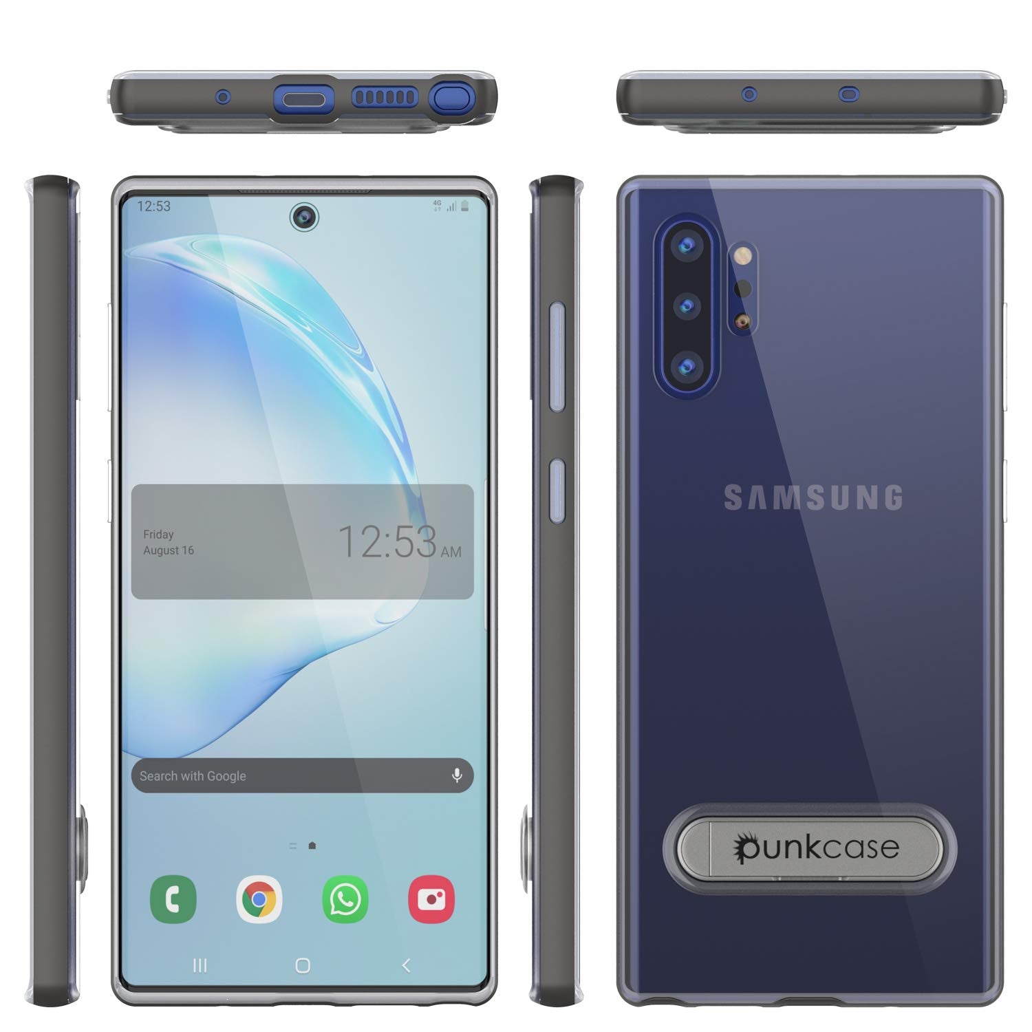 Galaxy Note 10+ Plus Capa de Armadura PunkCase Lucid 3.0 com Suporte Integrado e Protetor de Tela [Cinza]