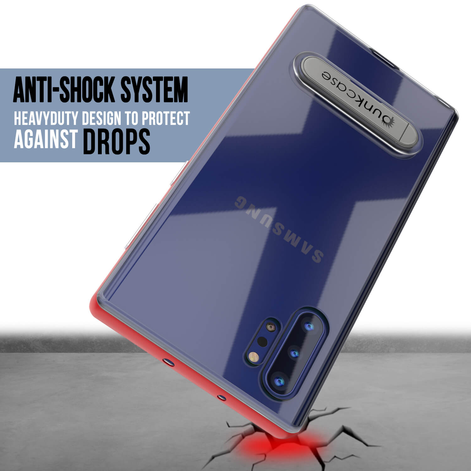 Capa de Armadura PunkCase Galaxy Note 10+ Plus Lucid 3.0 com Suporte Integrado e Protetor de Tela [Vermelho]