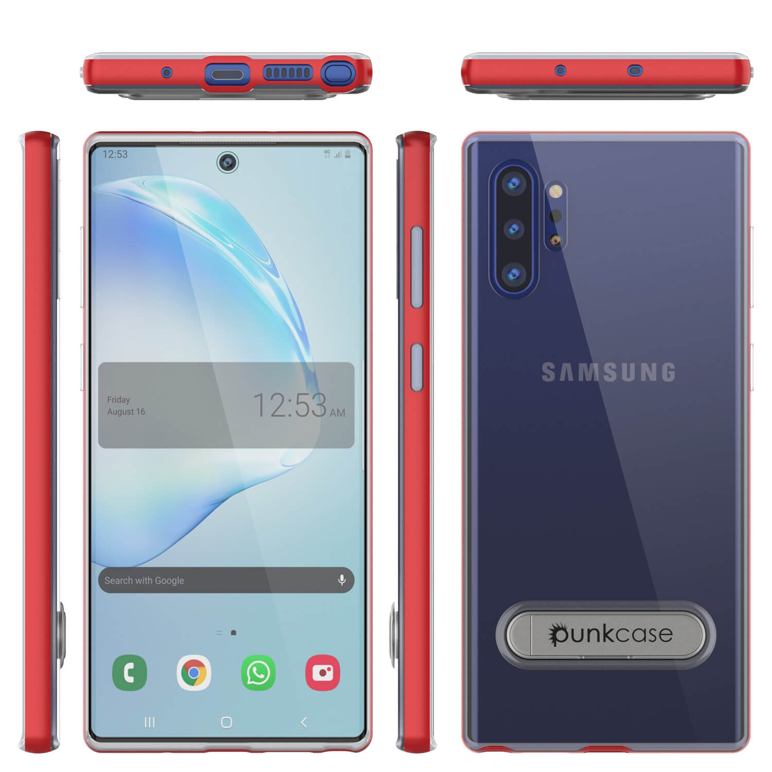 Capa de Armadura PunkCase Galaxy Note 10+ Plus Lucid 3.0 com Suporte Integrado e Protetor de Tela [Vermelho]