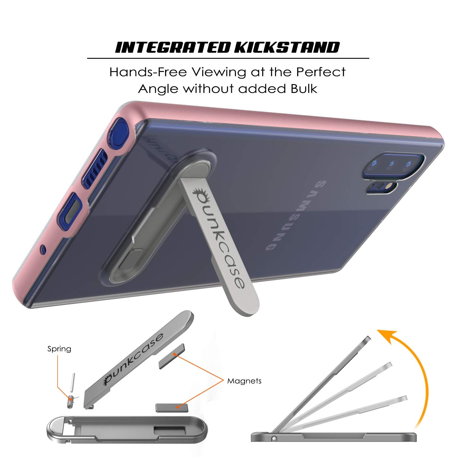 Capa de armadura PunkCase Lucid 3.0 para Galaxy Note 10+ Plus com suporte integrado e protetor de tela [Ouro Rosa]