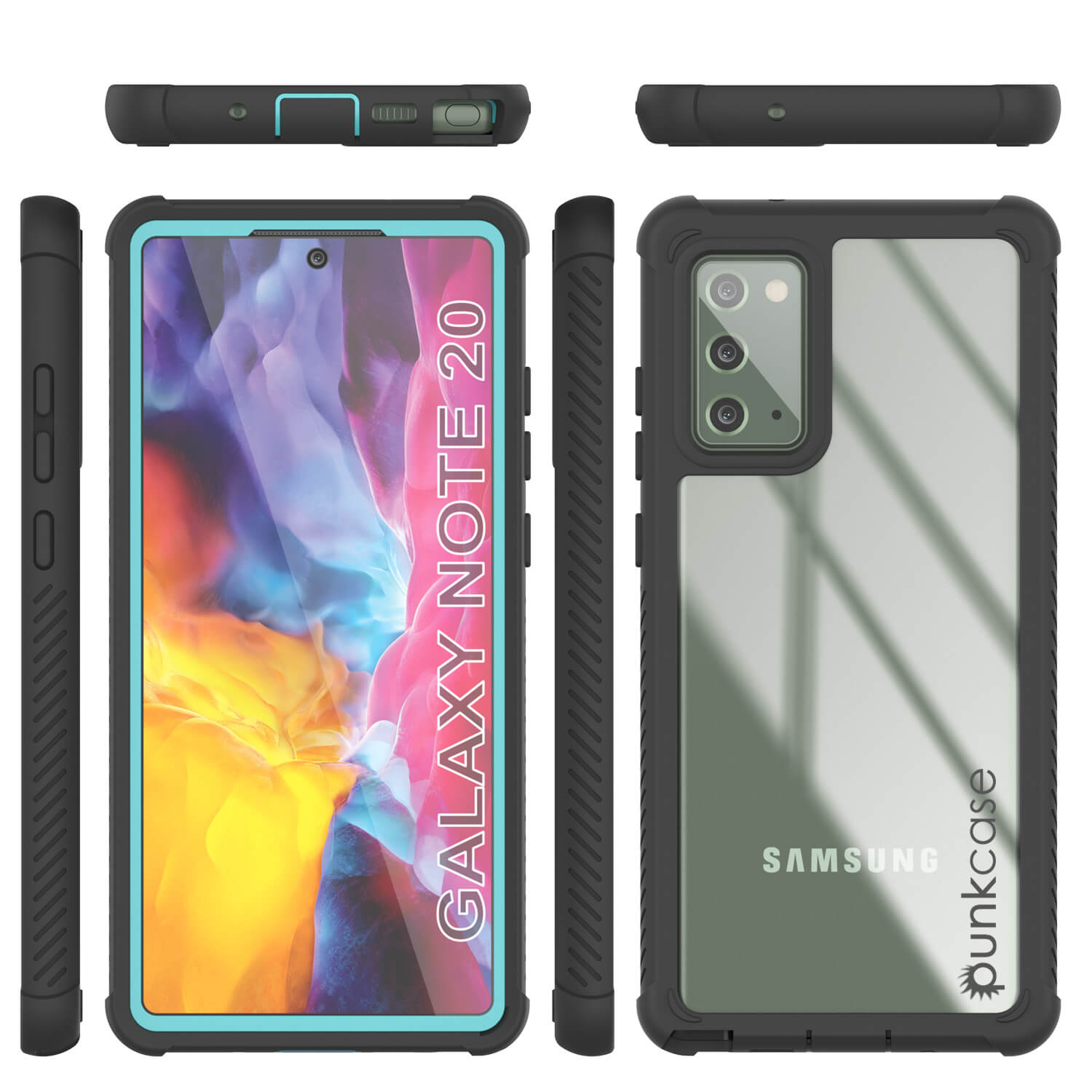 Capa Punkcase Galaxy Note 20, [Série Spartan] Teal Resistente e Resistente com Protetor de Tela Embutido