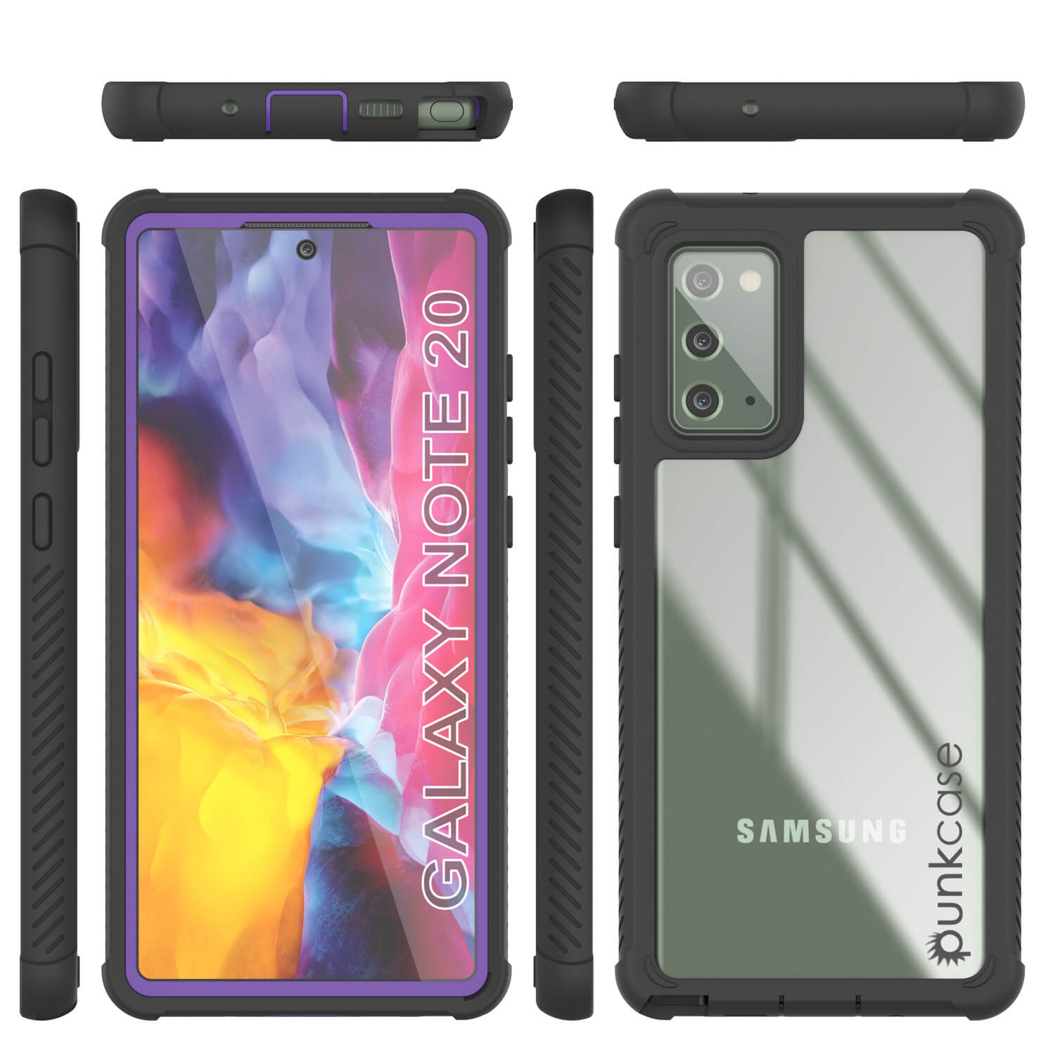 Capa Punkcase Galaxy Note 20, Série Espartana Roxa Resistente e Resistente com Protetor de Tela Embutido