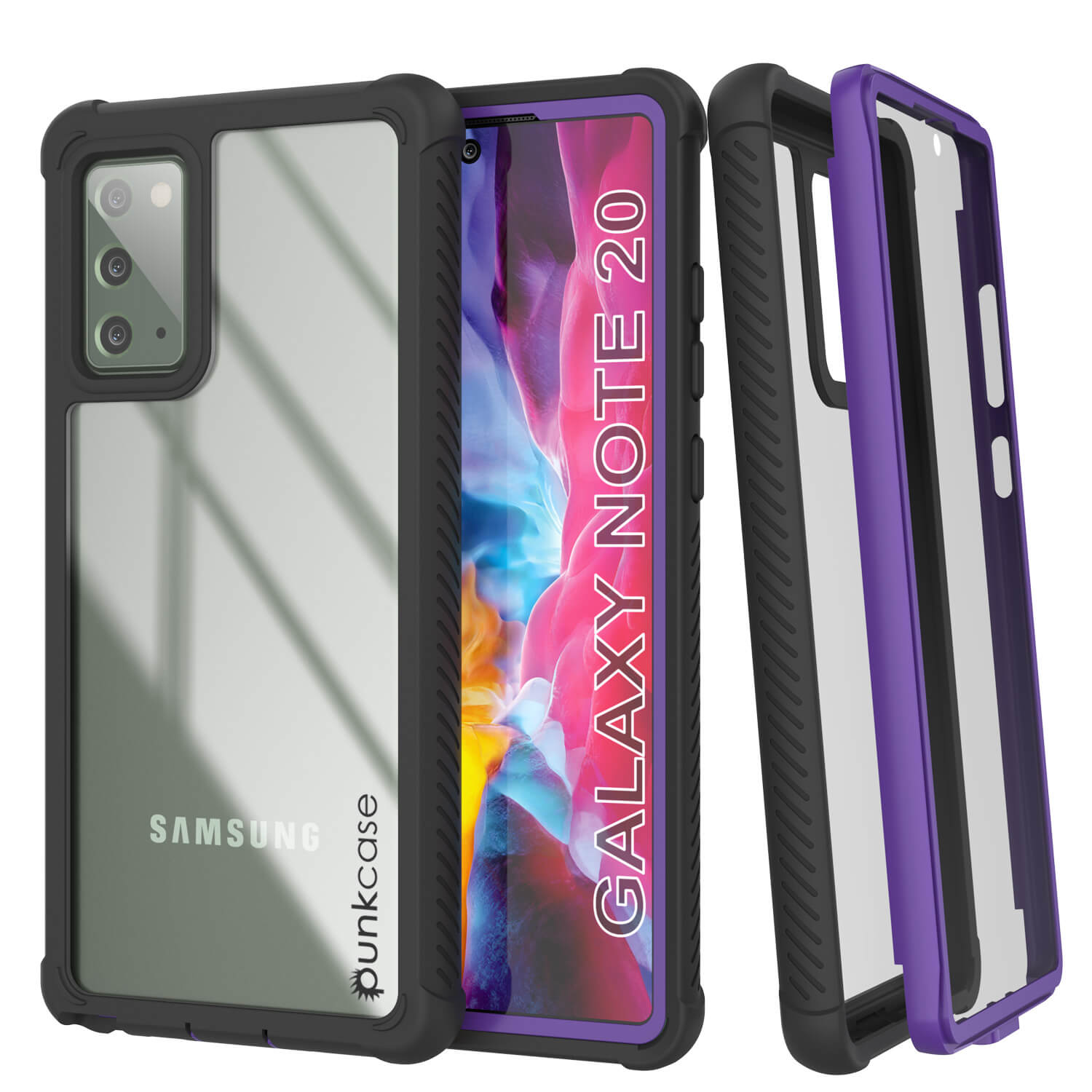 Capa Punkcase Galaxy Note 20, Série Espartana Roxa Resistente e Resistente com Protetor de Tela Embutido