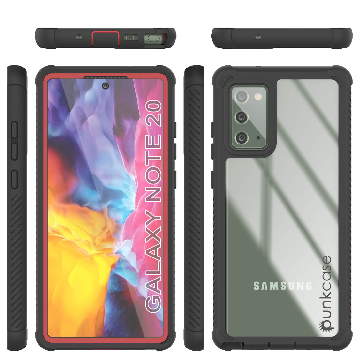 Capa Punkcase Galaxy Note 20, Série Espartana Vermelha Resistente e Resistente com Protetor de Tela Embutido.