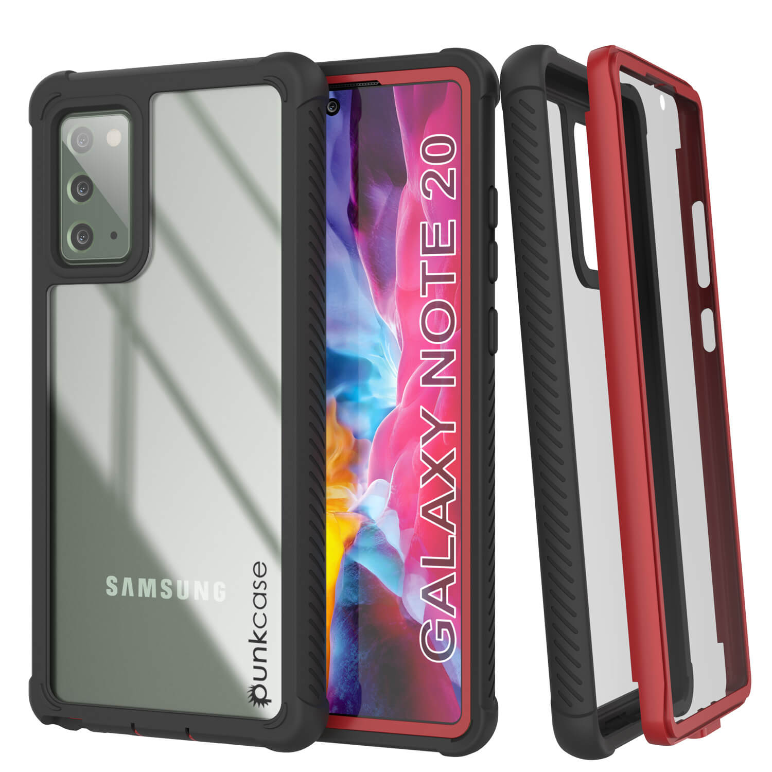Capa Punkcase Galaxy Note 20, Série Espartana Vermelha Resistente e Resistente com Protetor de Tela Embutido.