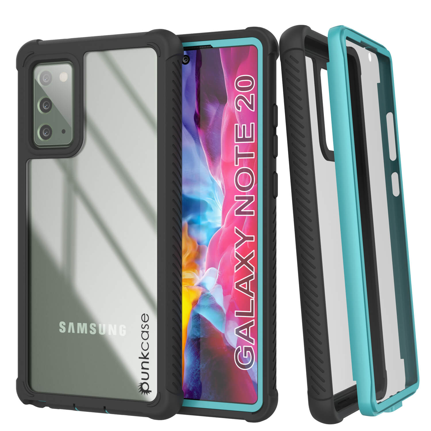 Capa Punkcase Galaxy Note 20, [Série Spartan] Teal Resistente e Resistente com Protetor de Tela Embutido