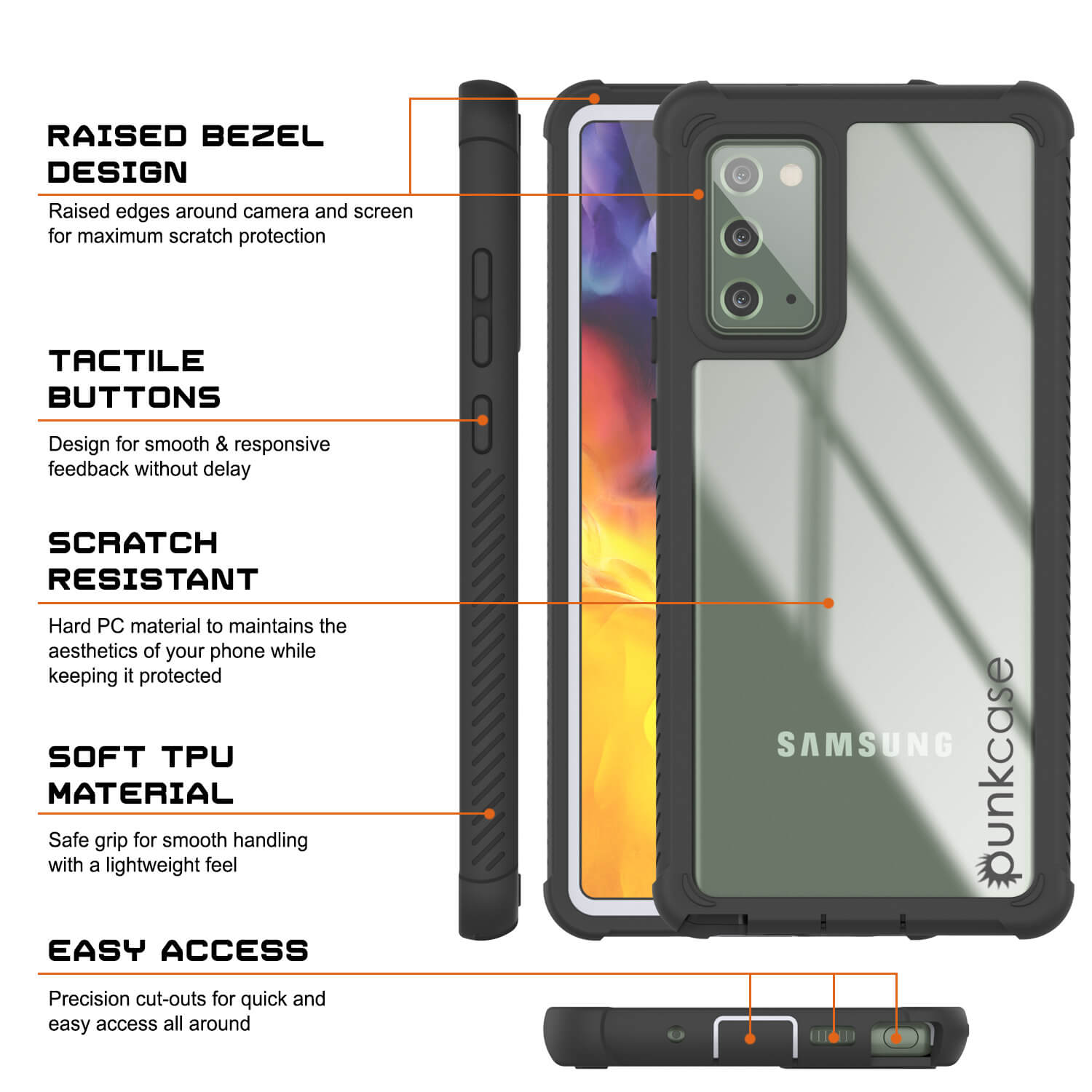 Capa Punkcase Galaxy Note 20, Série Spartan Branca Resistente e Robusta com Protetor de Tela Embutido.