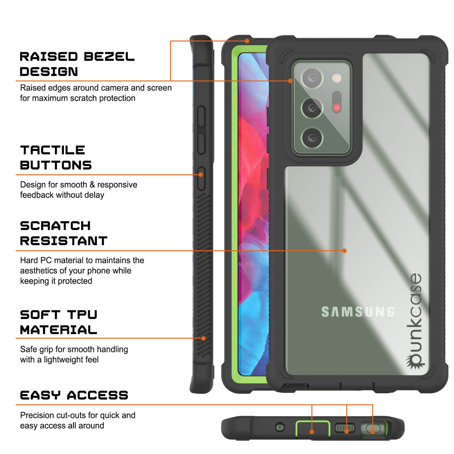 Capa Galaxy Note 20 Ultra Punkcase, [Série Espartana] Verde Claro Resistente Robusta com Protetor de Tela Embutido