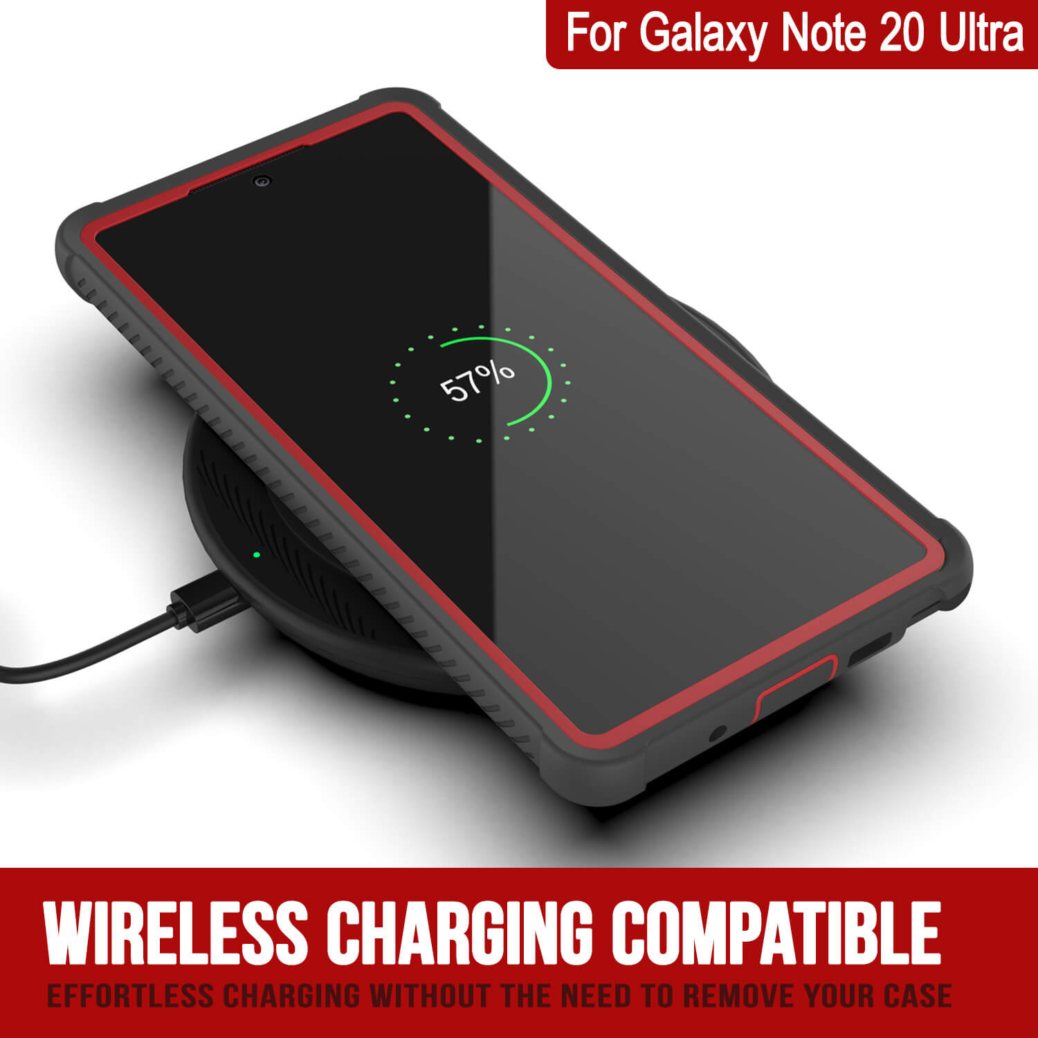 Capa Punkcase Galaxy Note 20 Ultra, Série Espartana Vermelha Resistente e Resistente Com Protetor de Tela Embutido
