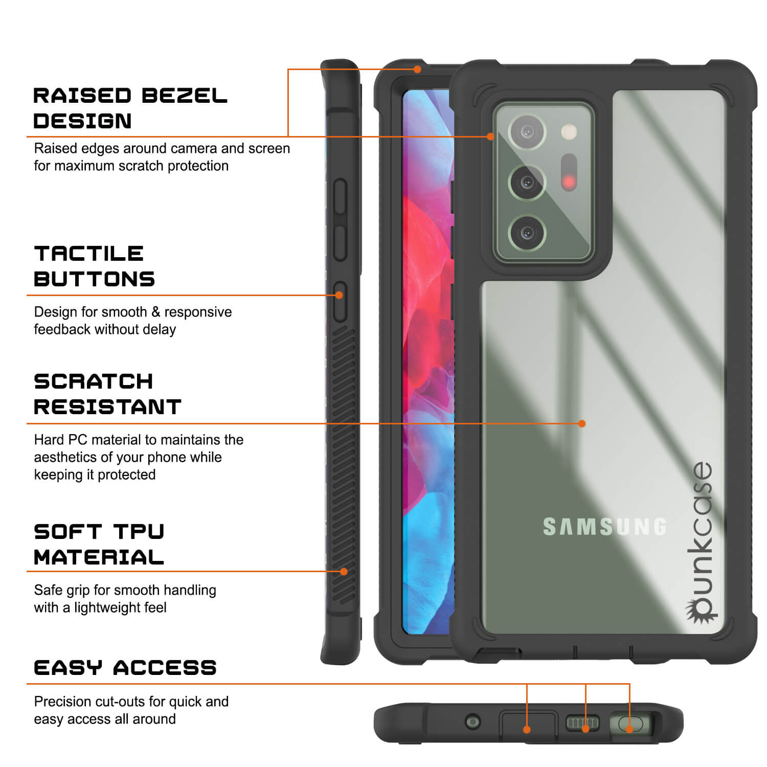 Capa Punkcase Galaxy Note 20 Ultra, Série Espartana, Preta, Resistente e Resistente, com Protetor de Tela Integrado