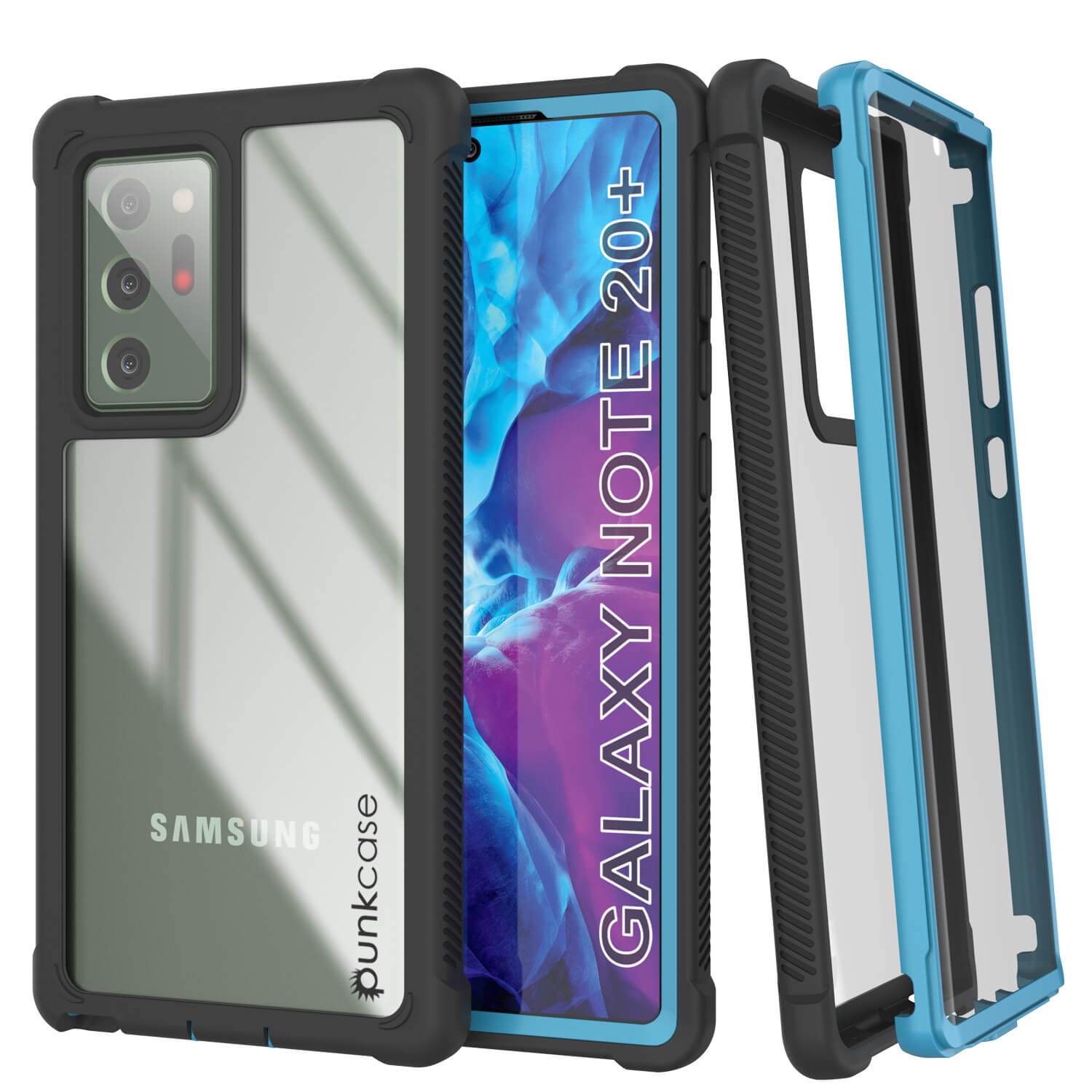 Capa Punkcase Galaxy Note 20 Ultra, Série Spartan, Azul Claro Resistente e Resistente com Protetor de Tela Integrado.
