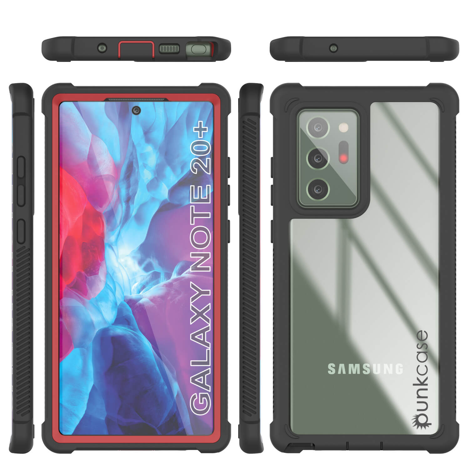 Capa Punkcase Galaxy Note 20 Ultra, Série Espartana Vermelha Resistente e Resistente Com Protetor de Tela Embutido