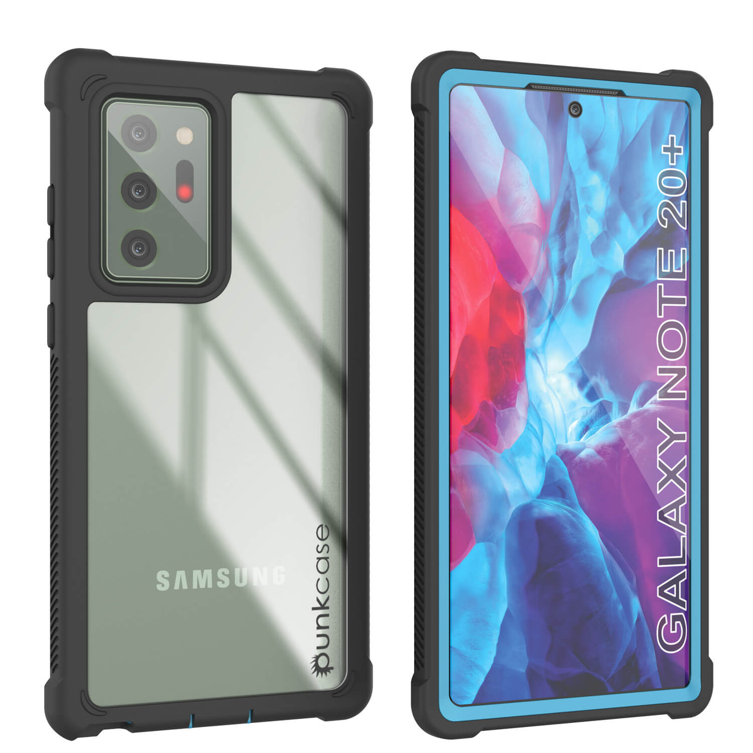 Capa Punkcase Galaxy Note 20 Ultra, Série Spartan, Azul Claro Resistente e Resistente com Protetor de Tela Integrado.
