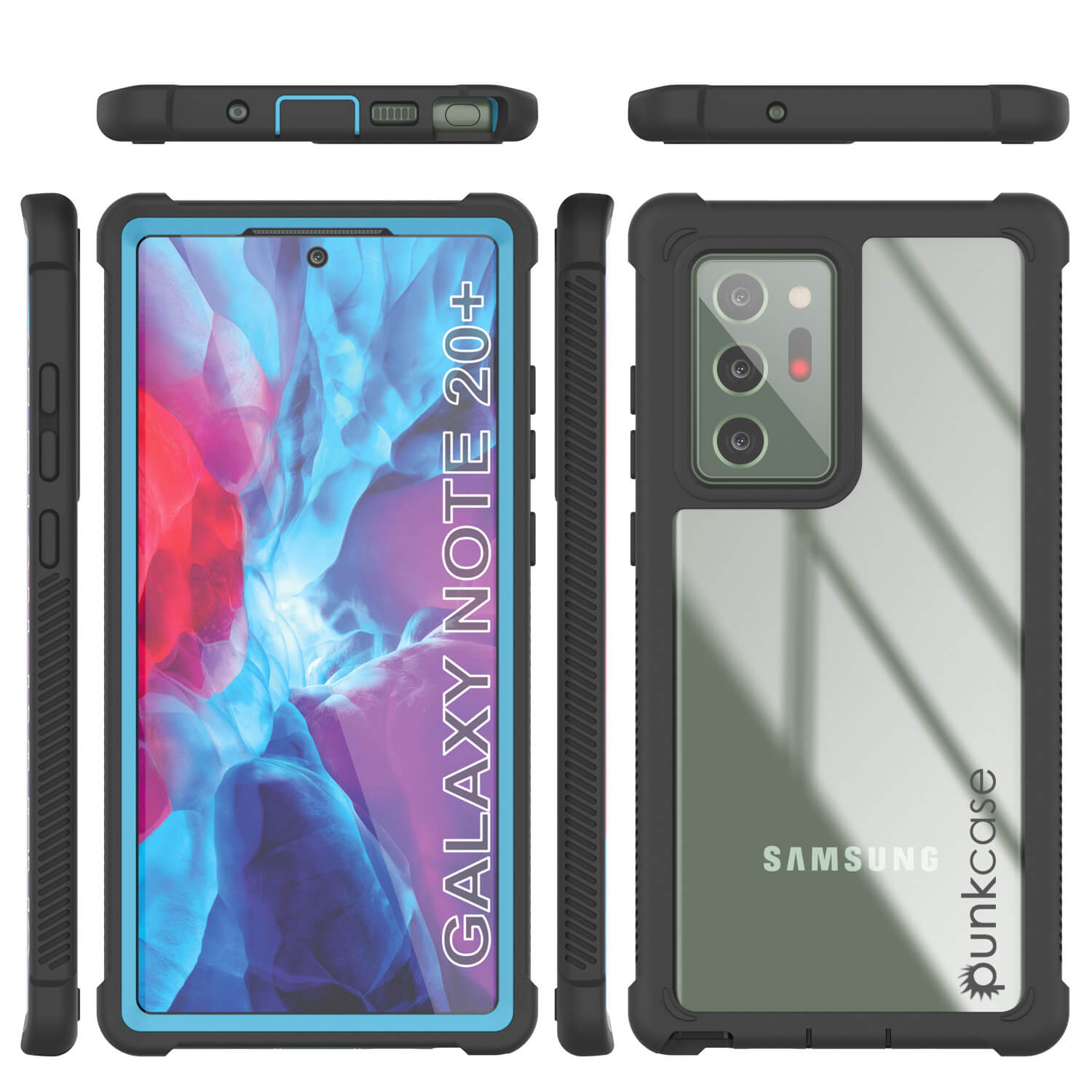 Capa Punkcase Galaxy Note 20 Ultra, Série Spartan, Azul Claro Resistente e Resistente com Protetor de Tela Integrado.