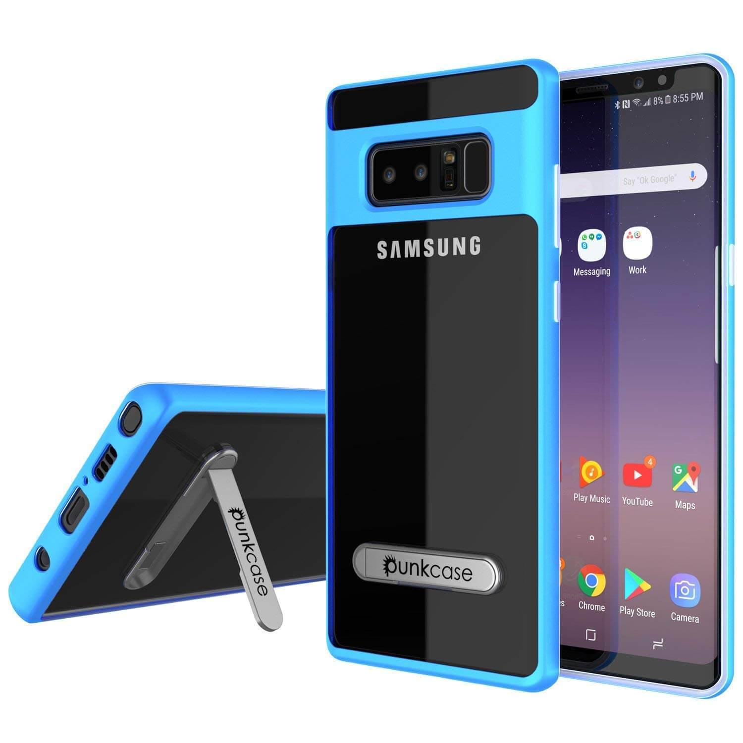 Capa Galaxy Note 8, PUNKcase [Série LUCID 3.0] Capa de Armadura c/ Suporte Integrado [Azul]