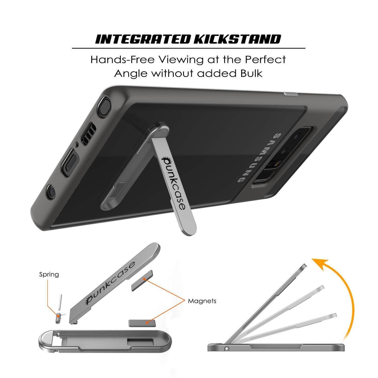 Galaxy Note 8 Case, PUNKcase [LUCID 3.0 Series] Armor Cover w/Integrated Kickstand [Grey] (Color in image: Red)
