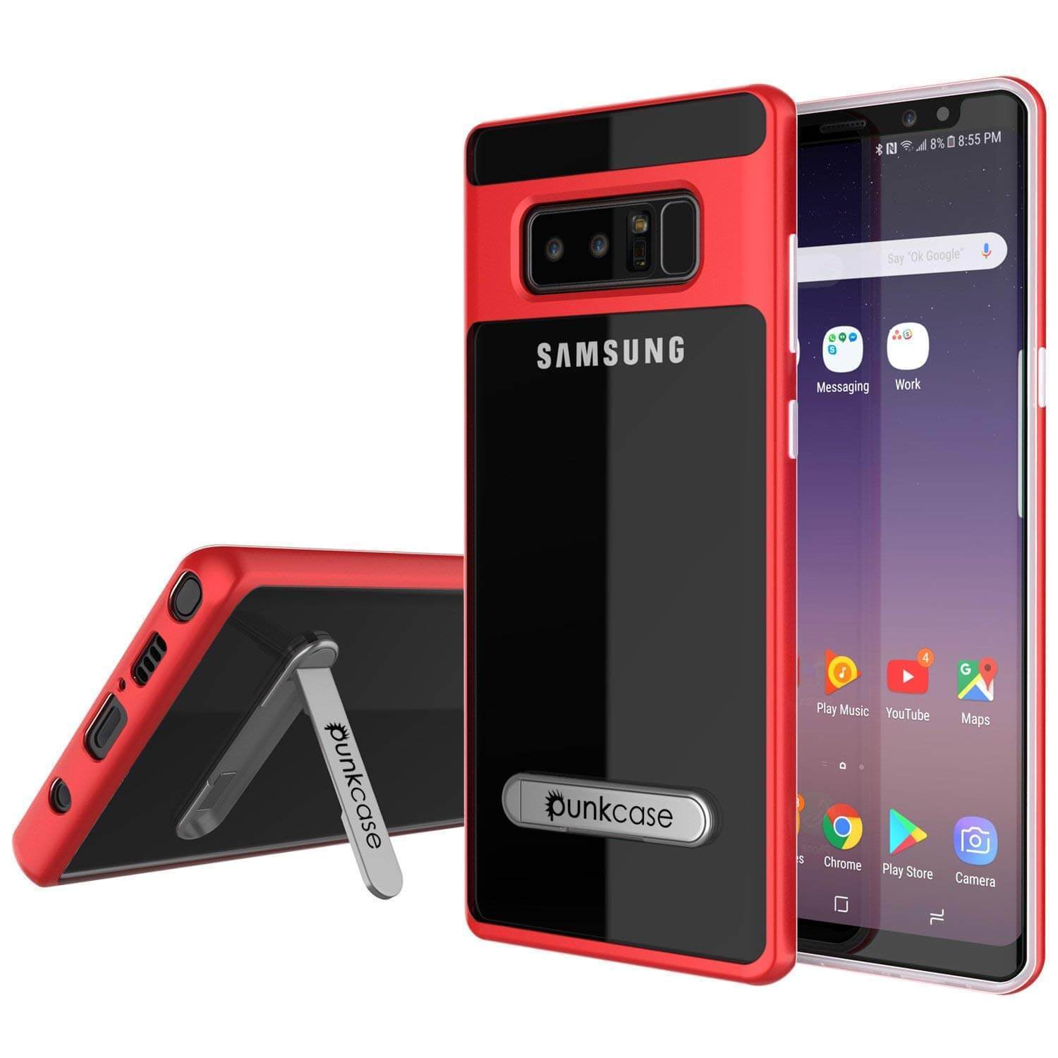 Capa Galaxy Note 8, PUNKcase [Série LUCID 3.0] Capa de Armadura com Suporte Integrado [Vermelho]