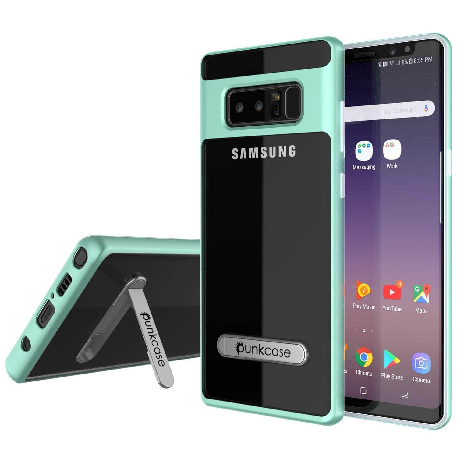 Capa Galaxy Note 8, PUNKcase [Série LUCID 3.0] Capa de Armadura c/ Suporte Integrado [Verde-água]