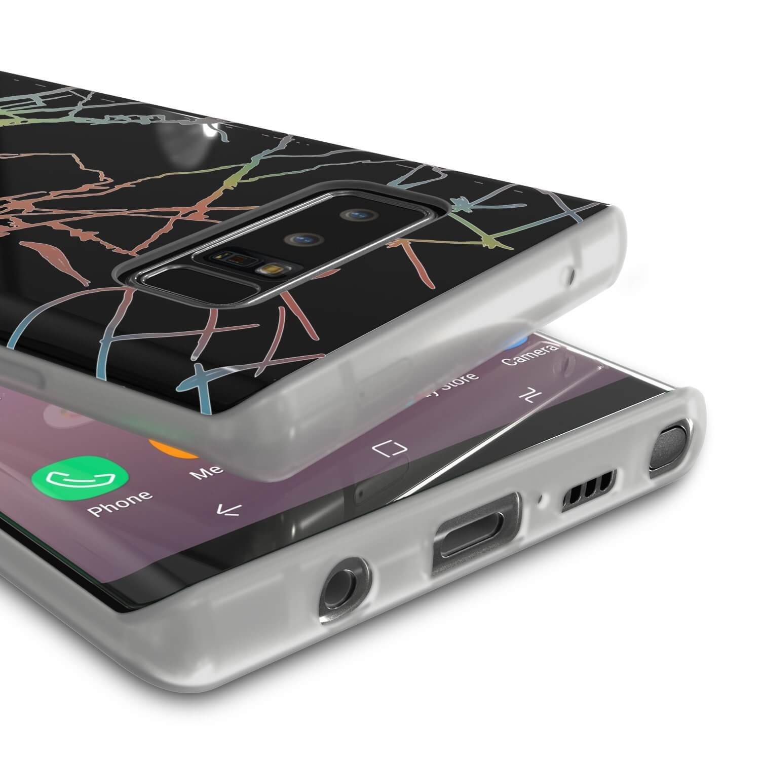 Capa de mármore Punkcase Galaxy Note 8, Protetor de corpo inteiro com protetor de tela PunkShield (Mirage preto)