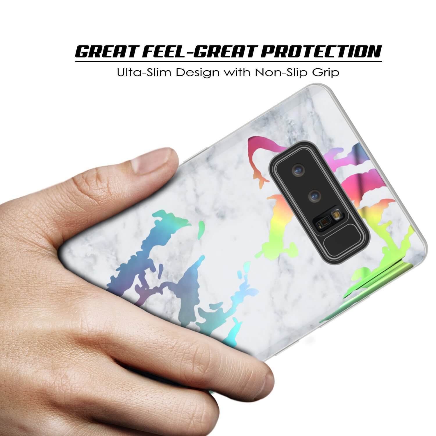 Capa Punkcase Galaxy Note 8 de mármore, cobertura protetora de corpo inteiro com protetor de tela PunkShield (Blanco Marmo)