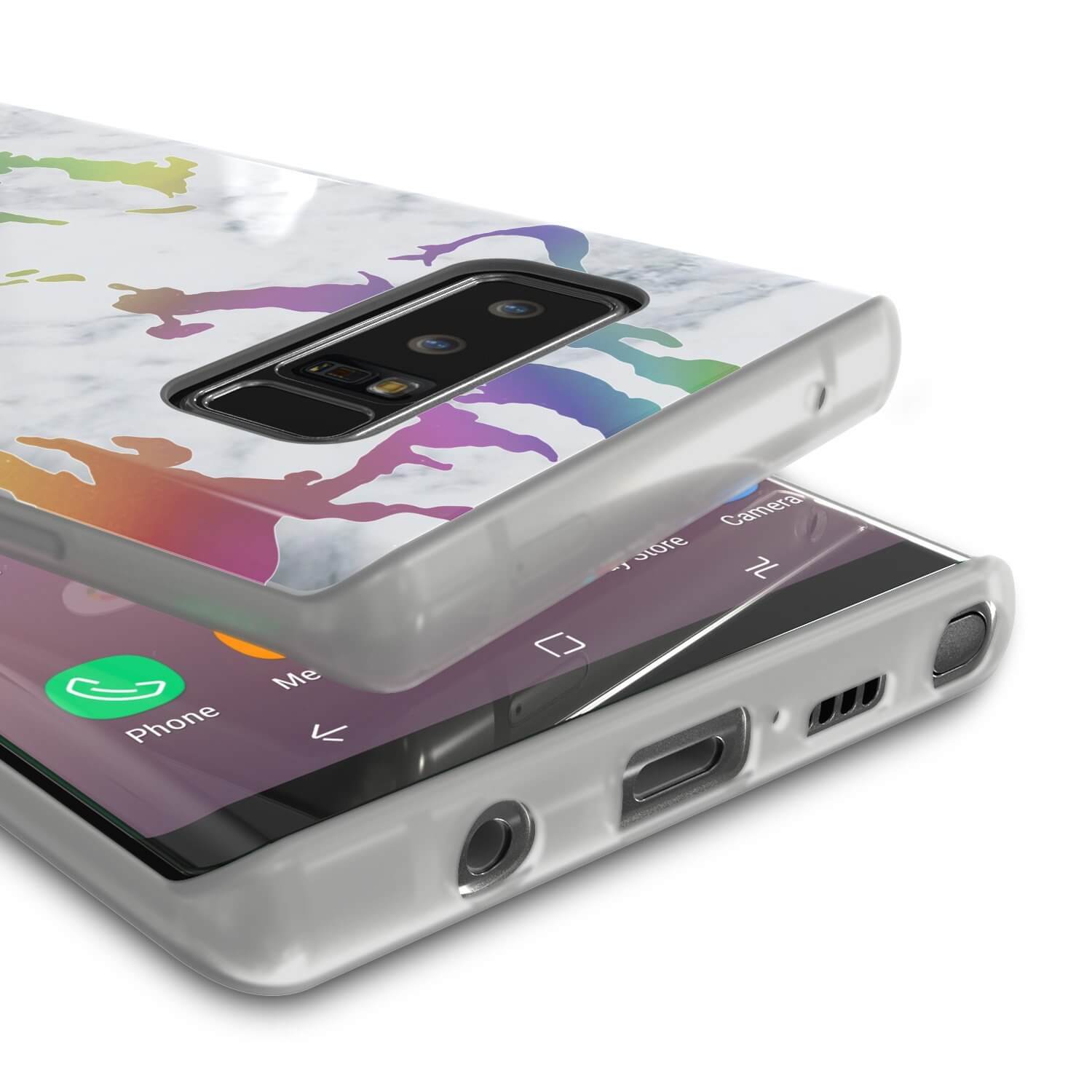 Capa Punkcase Galaxy Note 8 de mármore, cobertura protetora de corpo inteiro com protetor de tela PunkShield (Blanco Marmo)